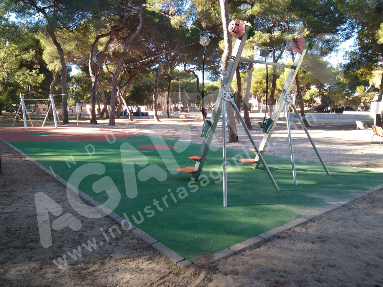 tirolina doble metalica juego aventura