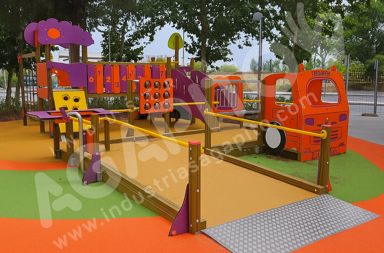 parque inclusivo villaverde multijuego bomberos columpio nido