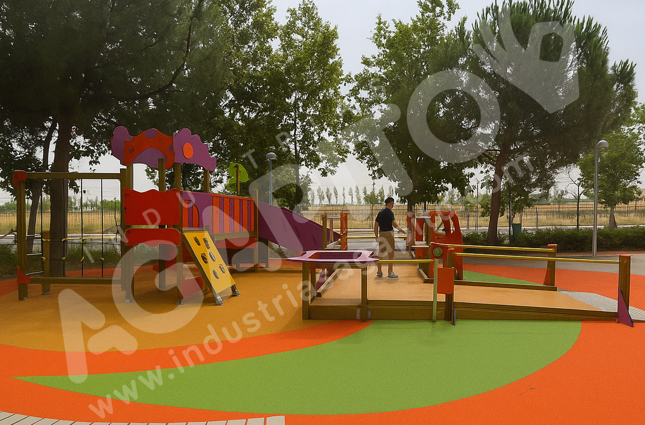 parque inclusivo villaverde multijuego bomberos columpio nido