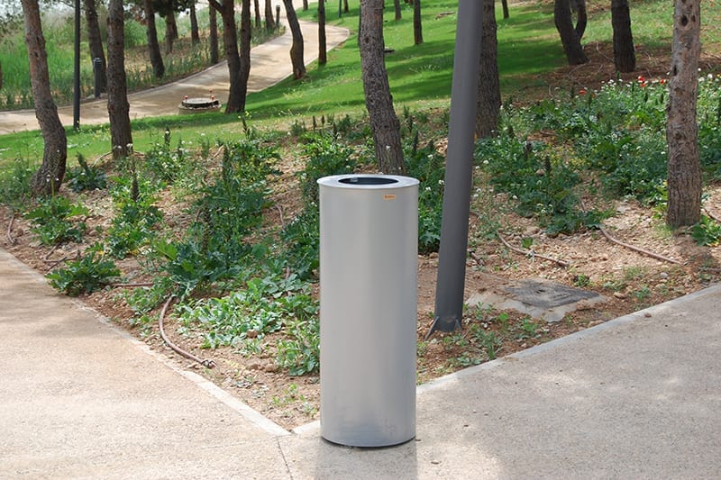 papelera circular antivandalica acero galvanizado