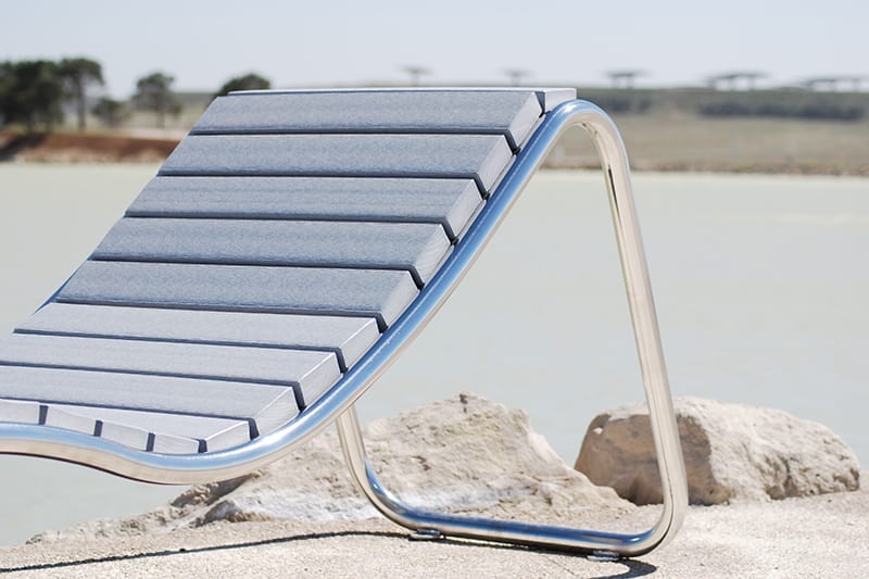 banco urbano tumbona plastico reciclado inox alta calida