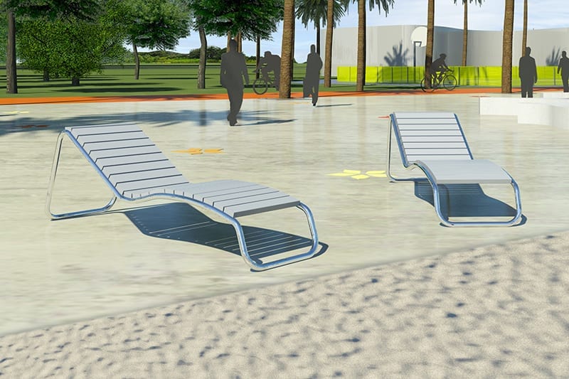 tumbona urbana para playas plastico reciclado inox