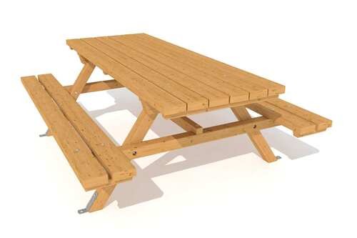 mesa madera picnic para exterior 3d