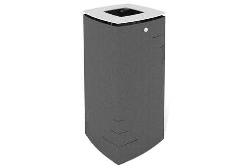 papelera urbana tapa abatible inoxidable 3d