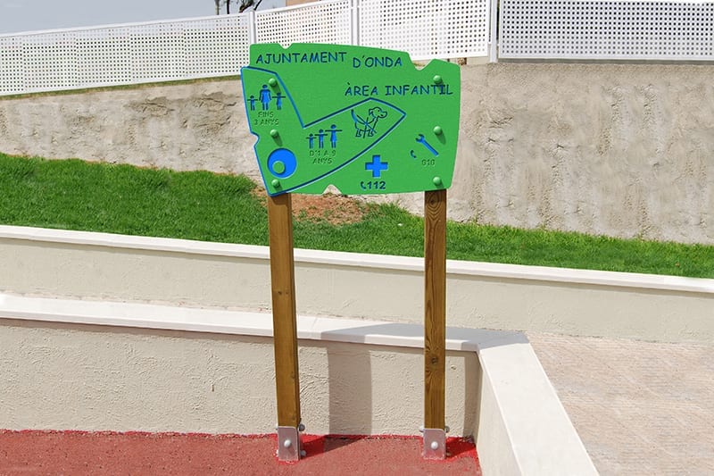 cartel parques infantiles hdpe madera