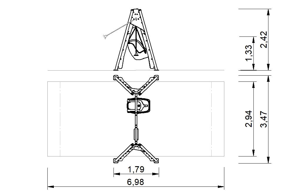plano columpio infantil asiento integracion 2d