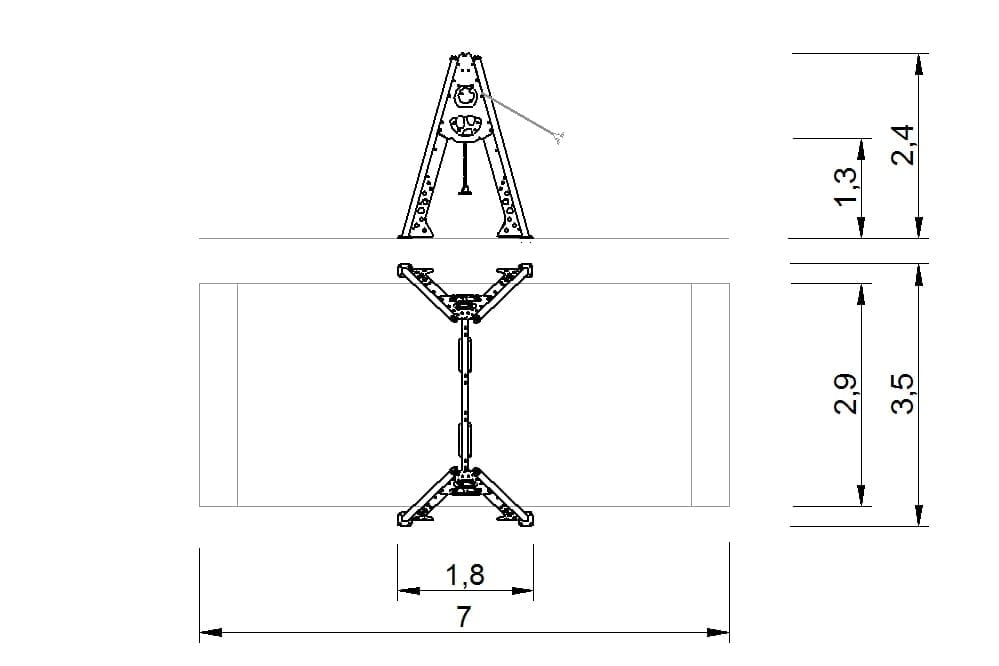 plano columpio postes redondos acero galvanizado pintado 2d