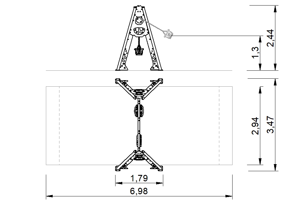 plano columpio asiento bebe cesta asiento caucho postes acero 2d