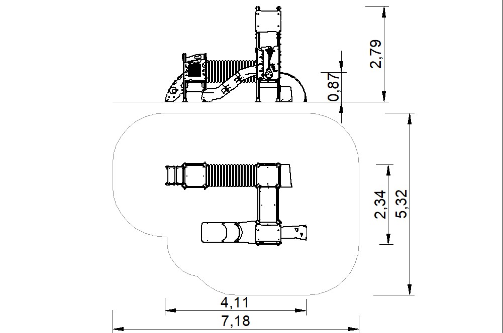 plano multiestructura de juego infantil para parque infantil 2d