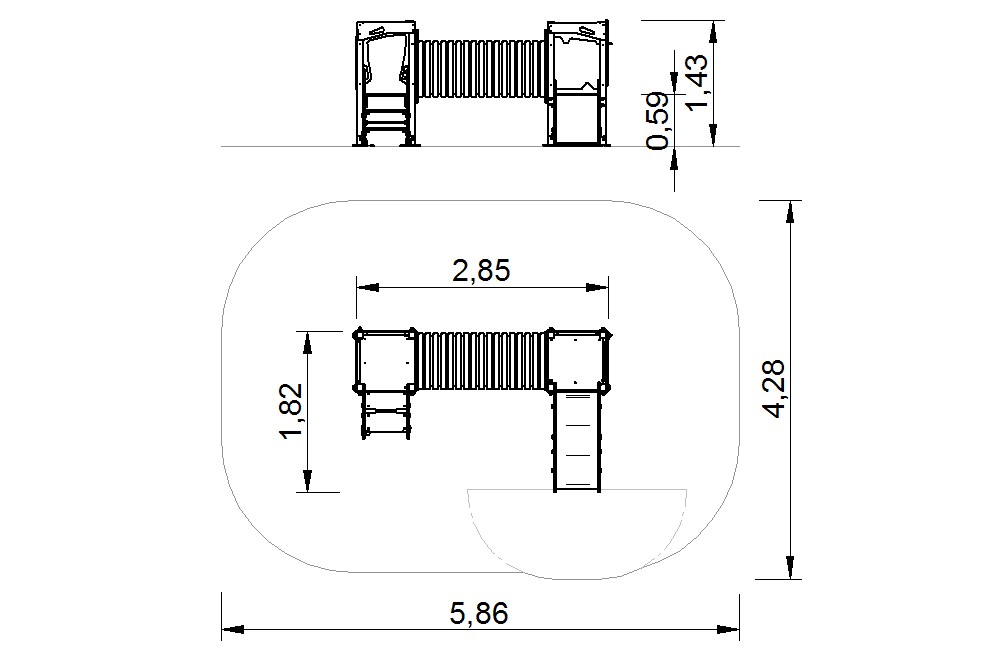 plano multijuego tunel torre madera homologado 2d