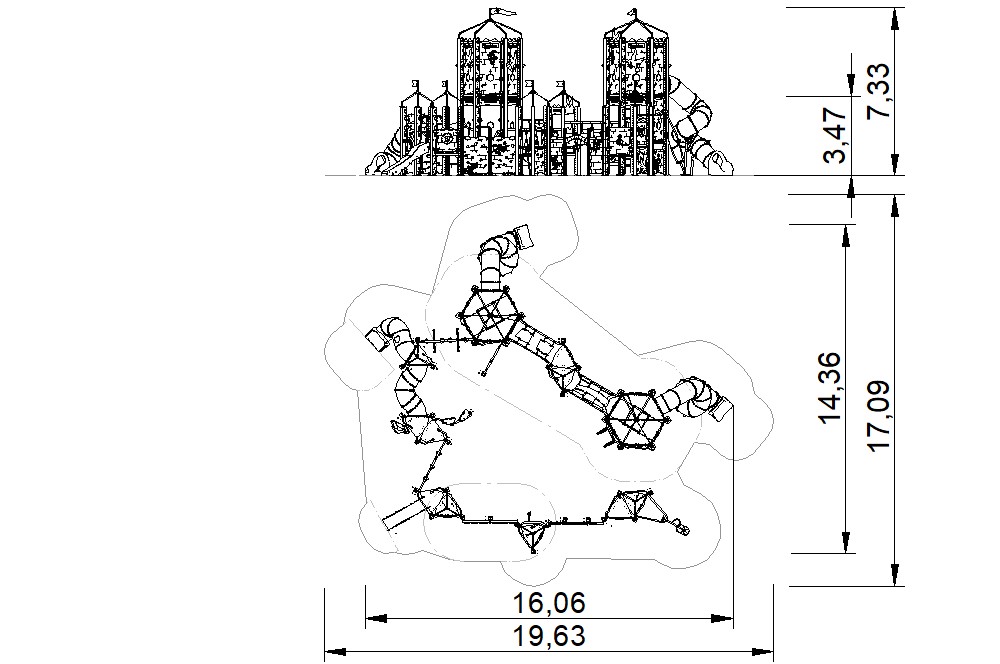 multiestructura tematica castillo medieval parque infantil 2d