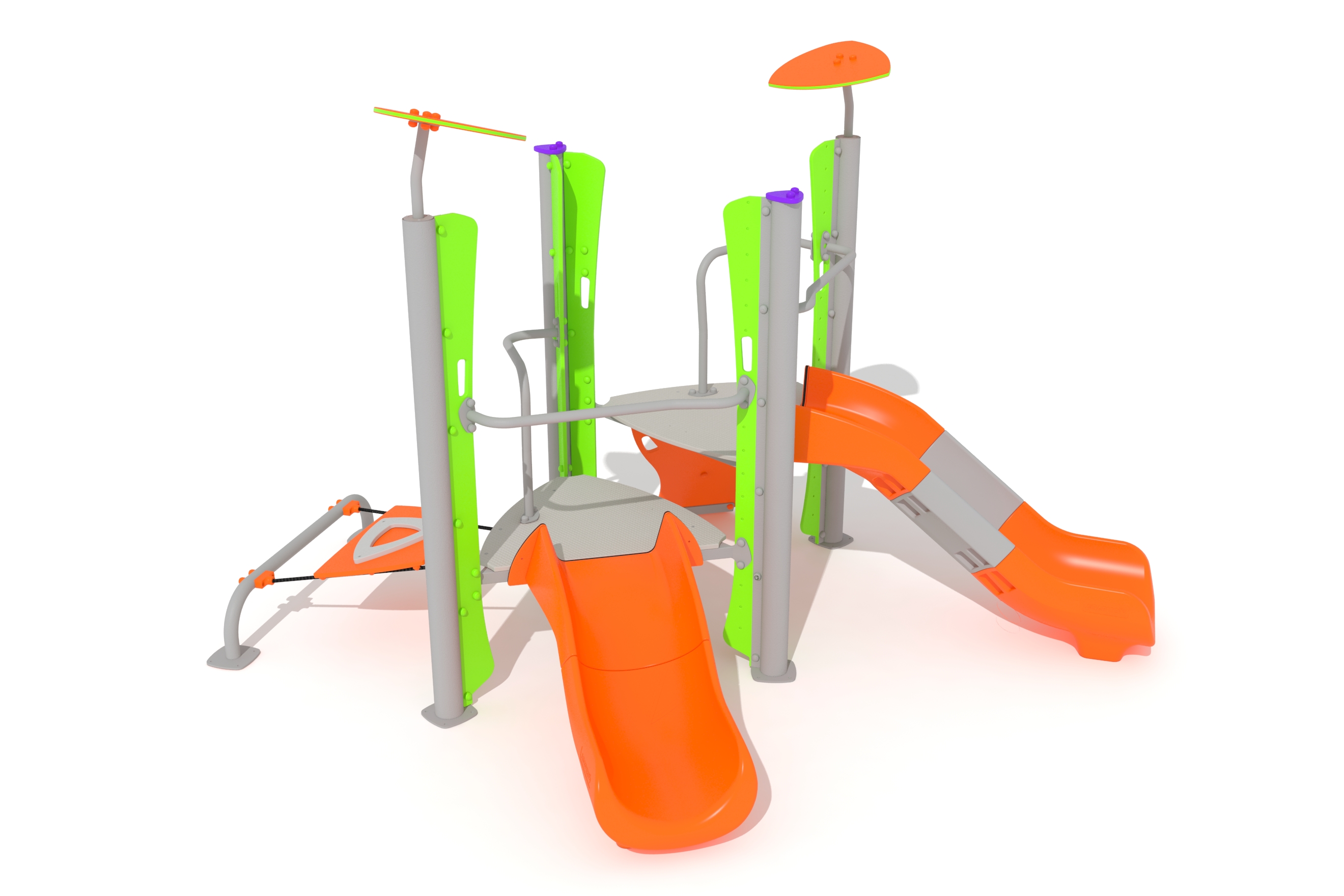 doble torre de juego certificada para parques infantiles 3d