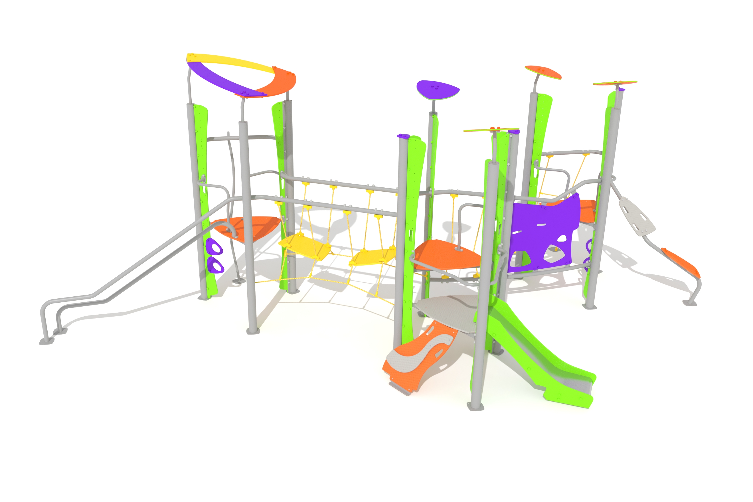 multiples torres conectadas puente acero polietileno 3d