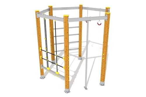 estructura trepa madera red cuerda barras 3d