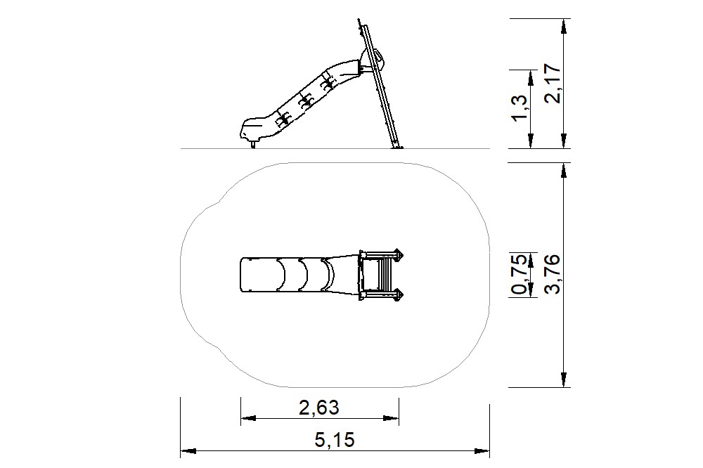 plano tobogan madera polietileno certificado 2d