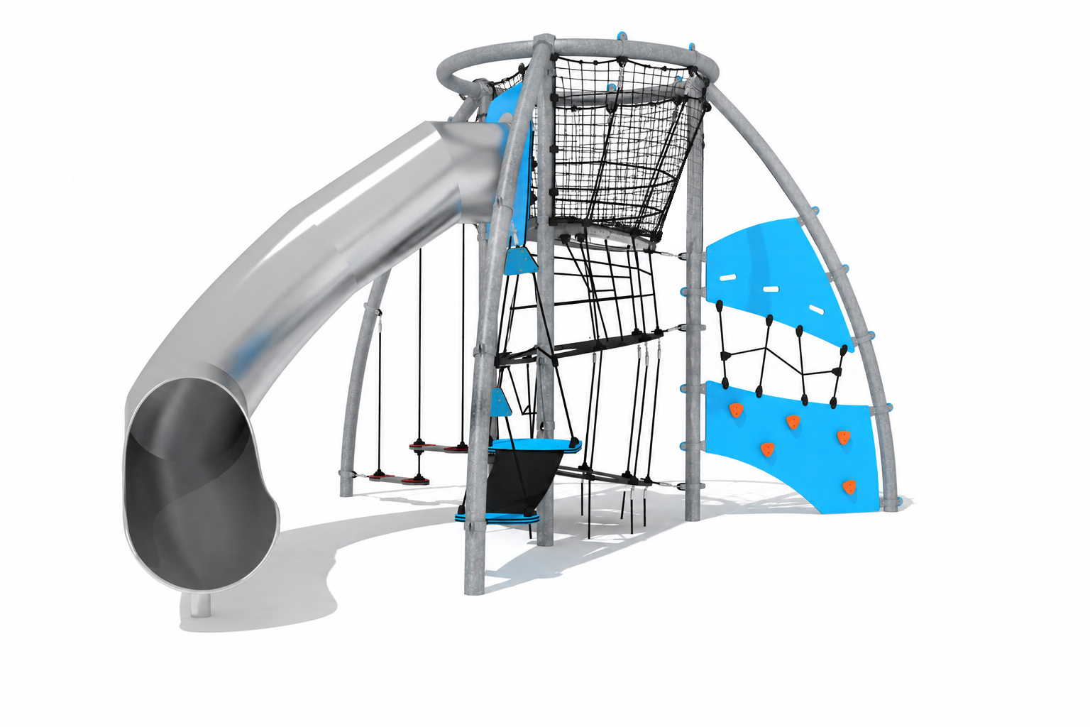 circuito arcos cuerdas torre trepa tobogán 3d