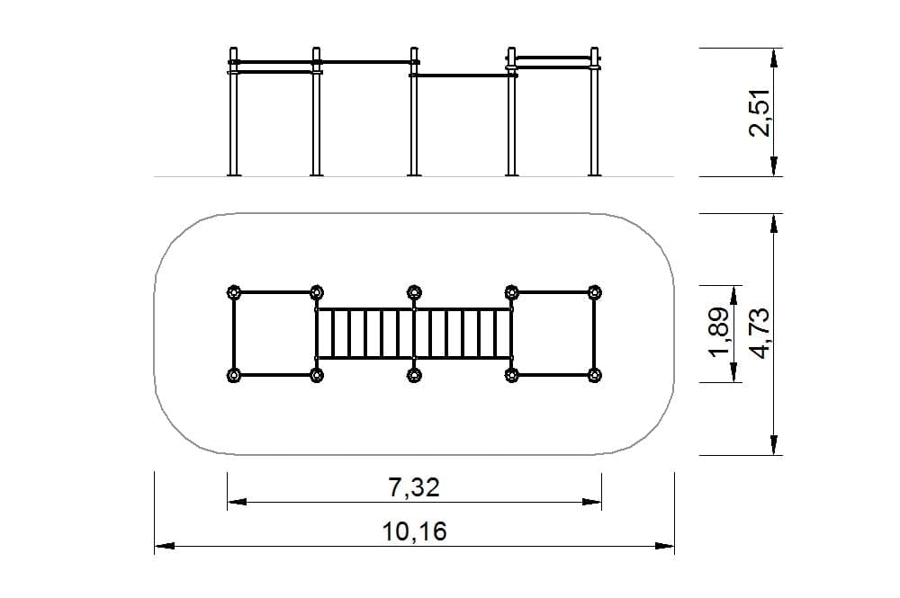 plano estructura postes barras rutina workout certificada 2d