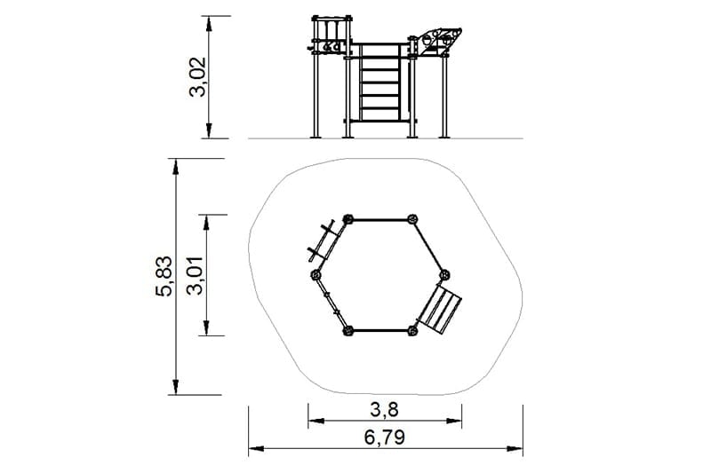 plano equipamiento calistenia para parques publicos 2d