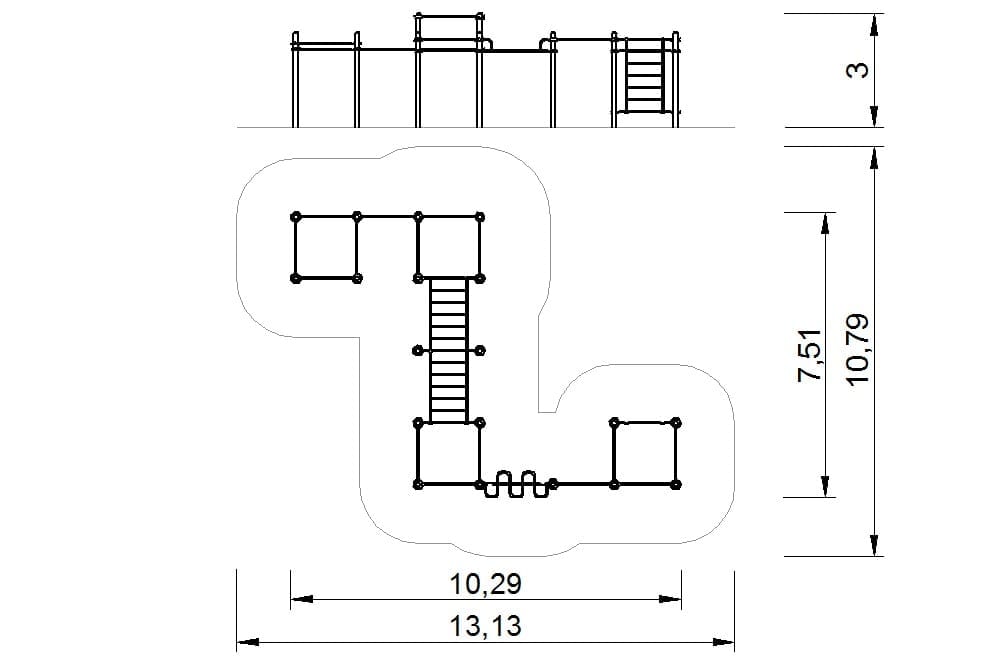 plano estructura postes barras calistenia certificado norma en16630 2d