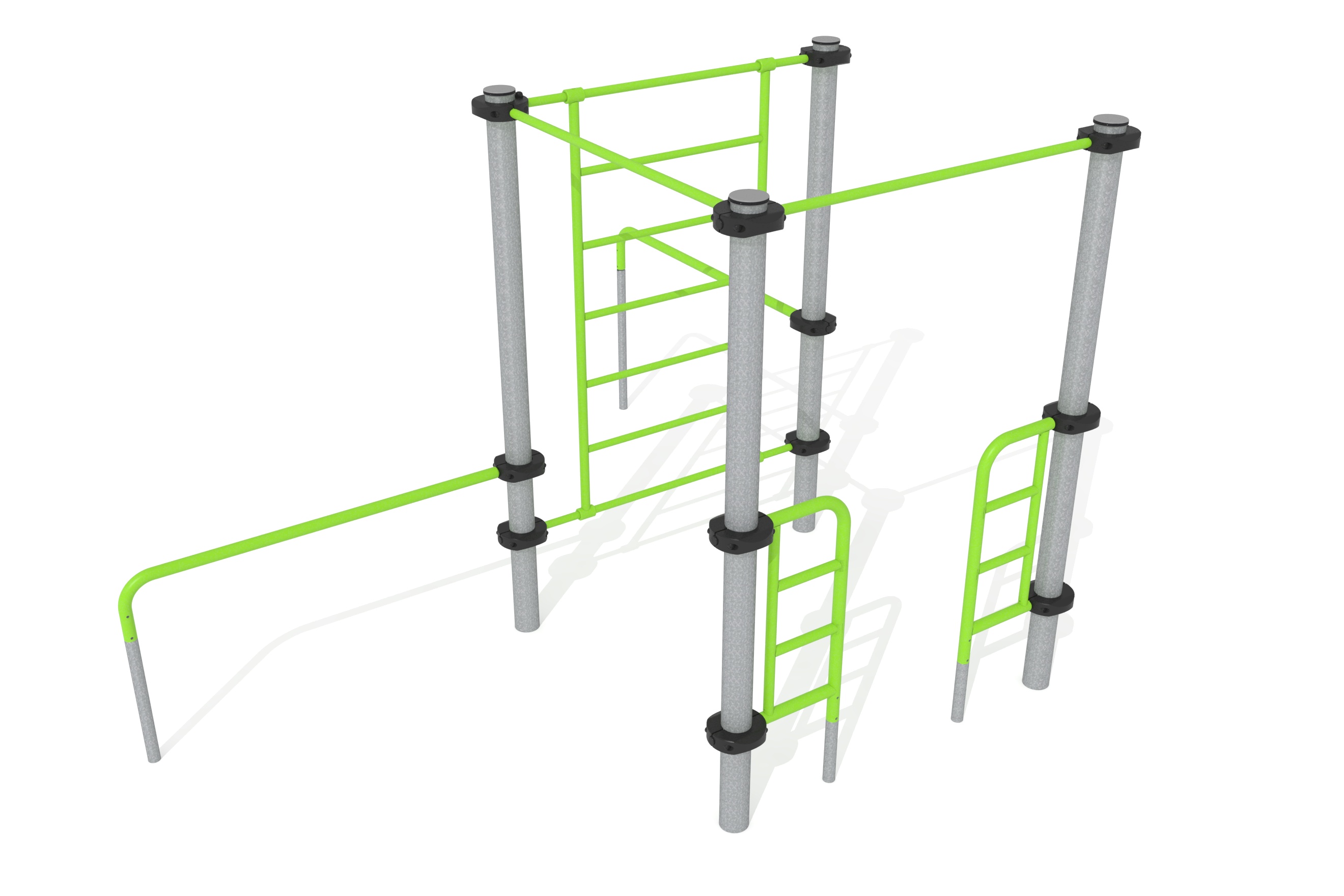 estructura 4 postes barras calistenia certificado norma en16630 3d