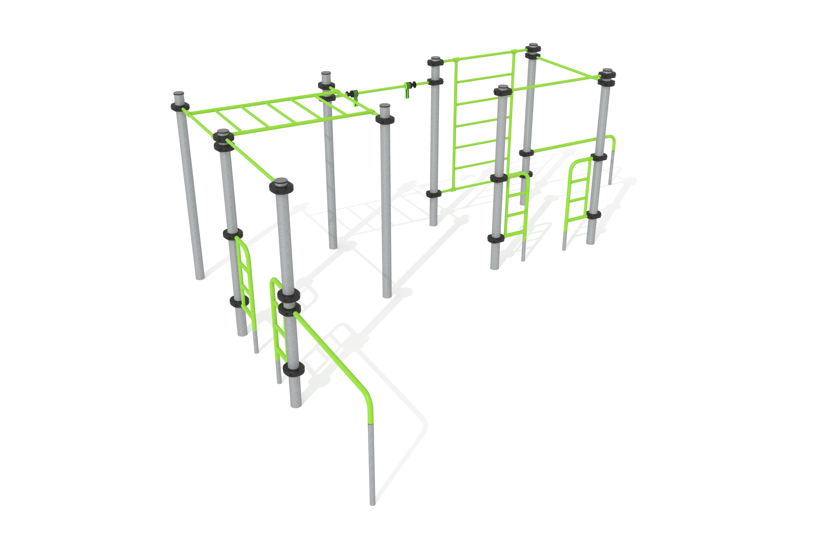 estructura 9 postes barras calistenia certificado norma en16630 3d